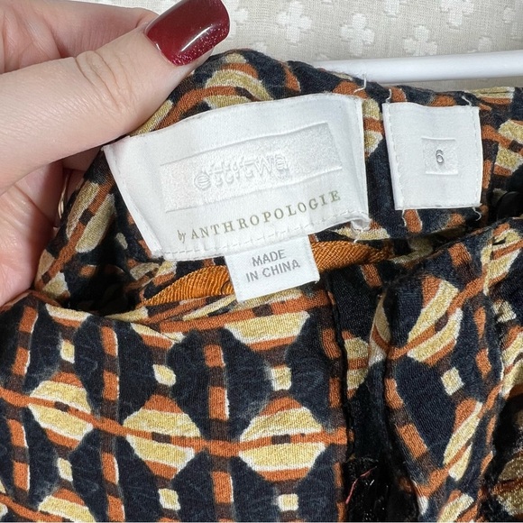 Anthropologie ett;twa Black Brown Mixed Print Metzner High Rise Wide Leg Pants - Picture 3 of 5